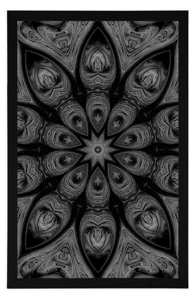 Plakat hipnotična Mandala u crno-bijelom dizajnu