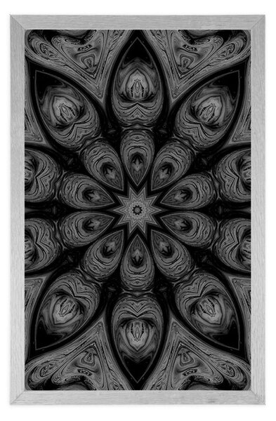 Plakat hipnotična Mandala u crno-bijelom dizajnu