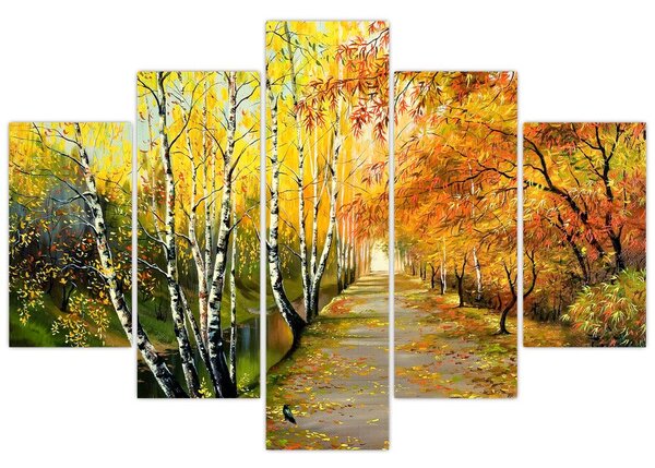 Slika - Romantična uličica ob vodi, oljna slika (150x105 cm)