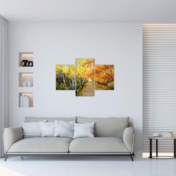Slika - Romantična uličica ob vodi, oljna slika (90x60 cm)