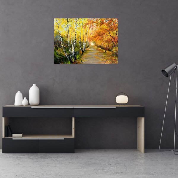 Slika - Romantična uličica ob vodi, oljna slika (70x50 cm)