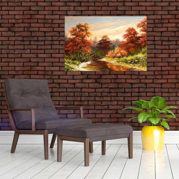 Podoba reke v jesenski pokrajini, oljna slika (90x60 cm)