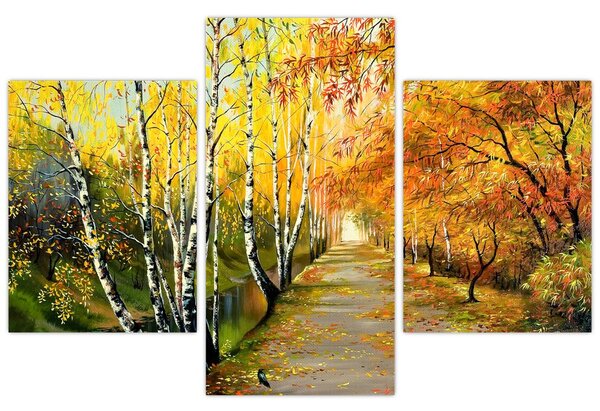 Slika - Romantična uličica ob vodi, oljna slika (90x60 cm)