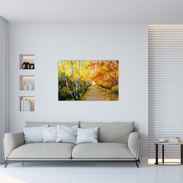 Slika - Romantična uličica ob vodi, oljna slika (90x60 cm)
