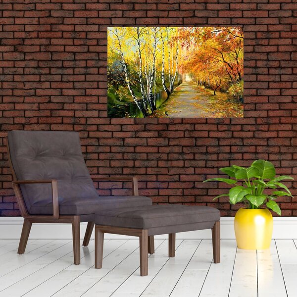Slika - Romantična uličica ob vodi, oljna slika (90x60 cm)