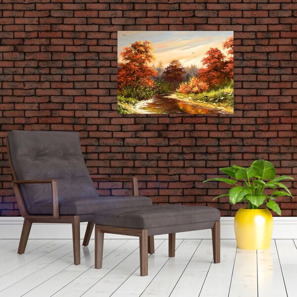 Podoba reke v jesenski pokrajini, oljna slika (70x50 cm)