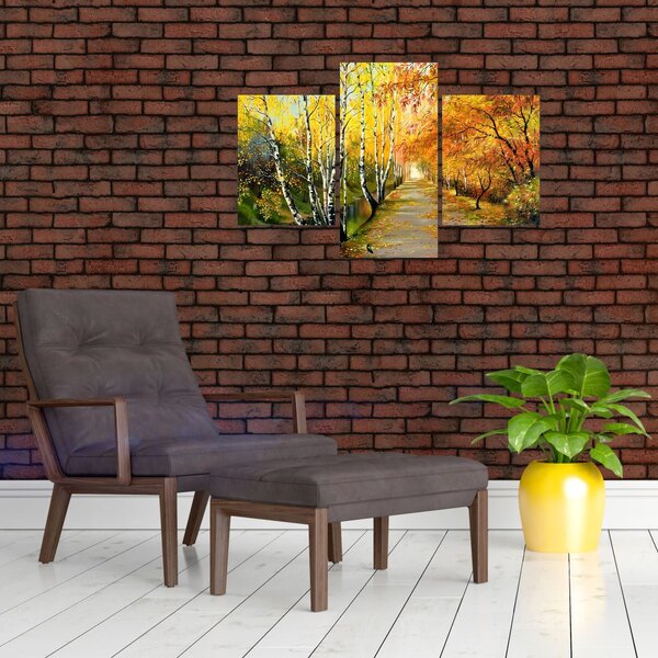 Slika - Romantična uličica ob vodi, oljna slika (90x60 cm)