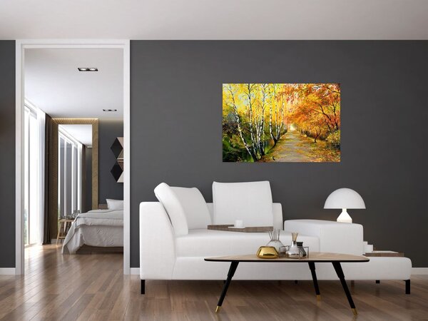 Slika - Romantična uličica ob vodi, oljna slika (90x60 cm)