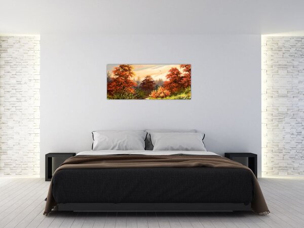 Podoba reke v jesenski pokrajini, oljna slika (120x50 cm)