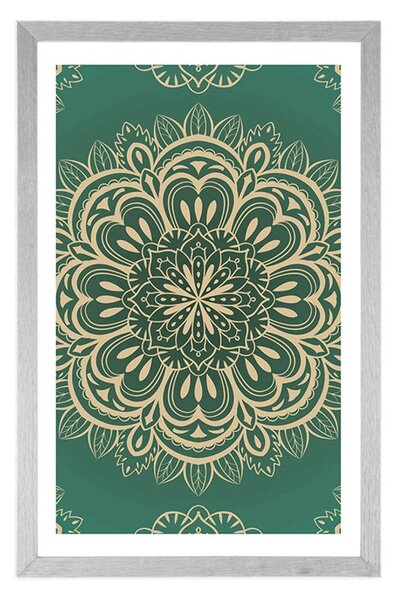 Plakat s paspartuom Mandala na tirkiznoj pozadini