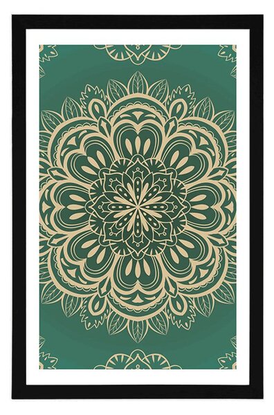 Plakat s paspartuom Mandala na tirkiznoj pozadini