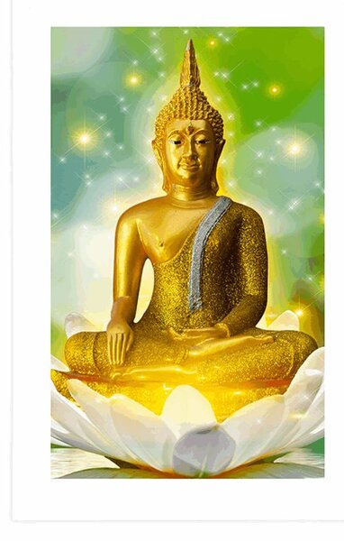 Plakat s paspartuom zlatni Buddha na lotosovom cvijetu