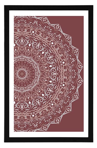 Plakat s paspartuom Mandala u vintage stilu u ružičastoj nijansi