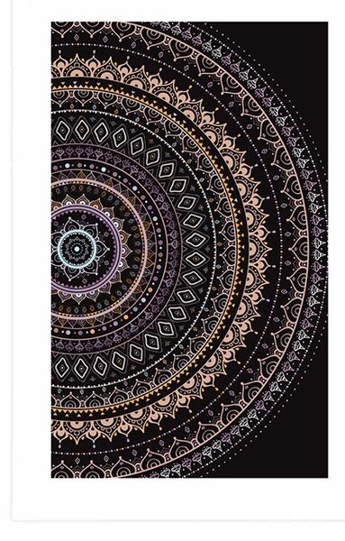 Plakat s paspartuom Mandala s uzorkom sunca u ljubičastim nijansama