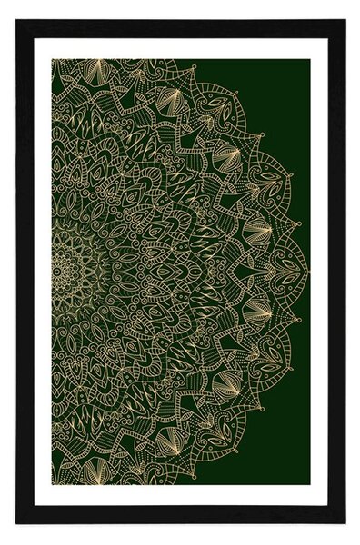Plakat s paspartuom detaljna ukrasna Mandala u zelenoj boji