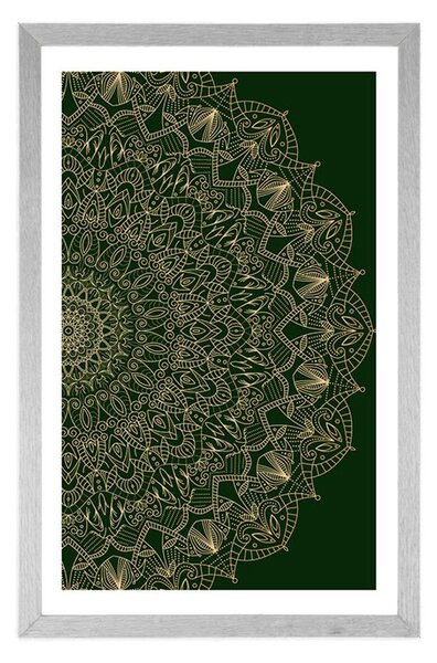 Plakat s paspartuom detaljna ukrasna Mandala u zelenoj boji