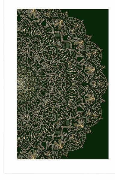 Plakat s paspartuom detaljna ukrasna Mandala u zelenoj boji