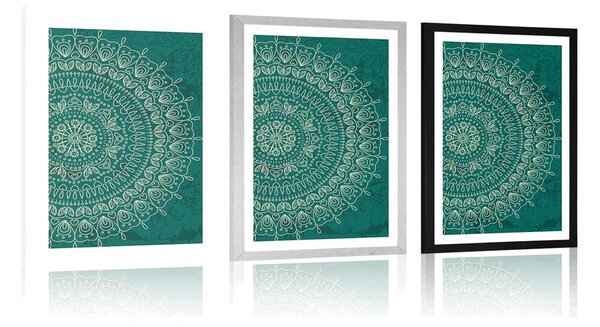 Plakat s paspartuom ručno nacrtana Mandala
