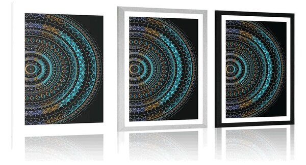 Plakat s paspartuom Mandala s uzorkom sunca