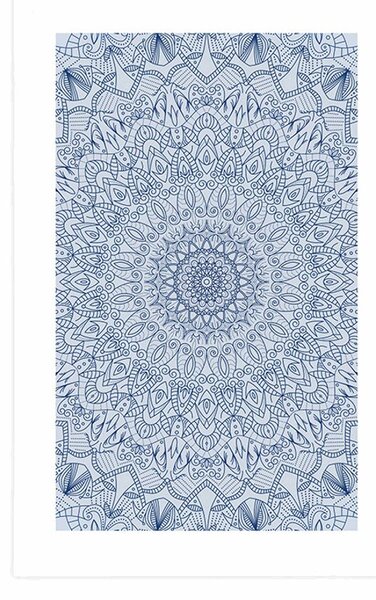 Plakat s paspartuom detaljna ukrasna Mandala u plavoj boji
