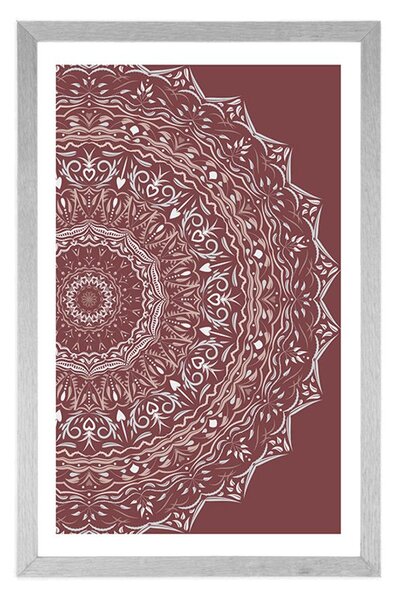 Plakat s paspartuom Mandala u vintage stilu u ružičastoj nijansi