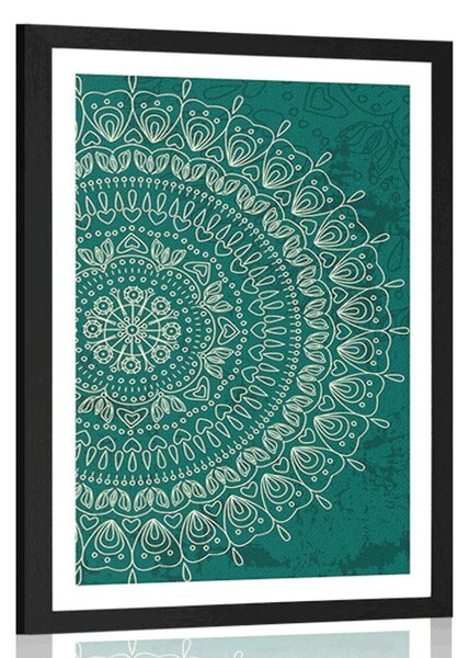 Plakat s paspartuom ručno nacrtana Mandala
