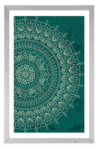 Plakat s paspartuom ručno nacrtana Mandala