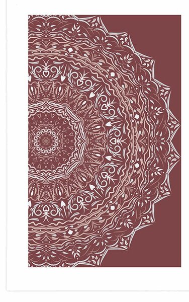 Plakat s paspartuom Mandala u vintage stilu u ružičastoj nijansi