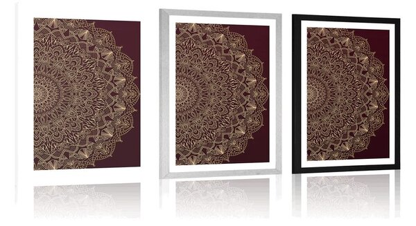 Plakat s paspartuom detaljna ukrasna Mandala
