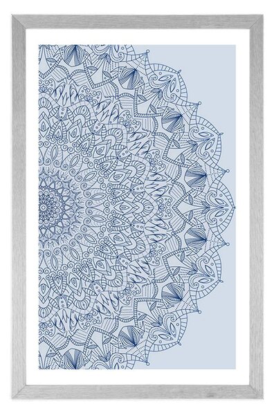 Plakat s paspartuom detaljna Mandala u plavoj boji