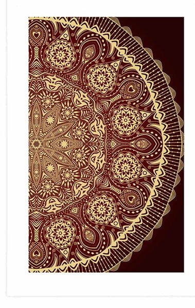 Plakat s paspartuom ukrasna Mandala s čipkom u bordo boji