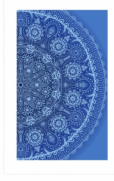 Plakat s paspartuom ukrasna Mandala s čipkom u plavoj boji