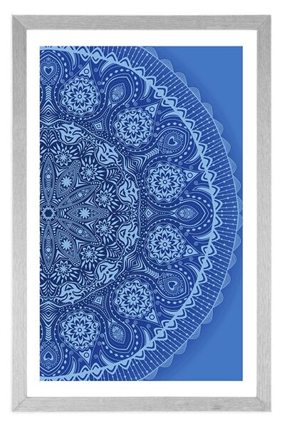 Plakat s paspartuom ukrasna Mandala s čipkom u plavoj boji