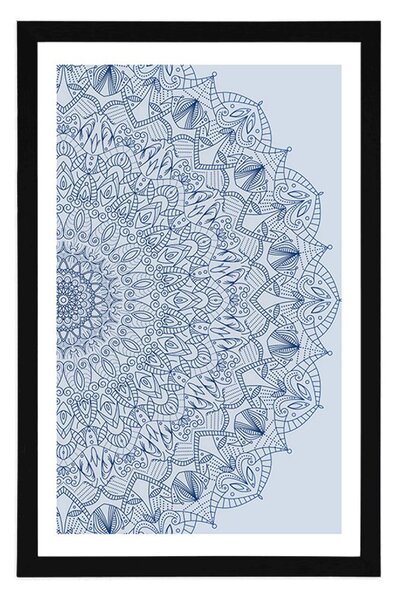 Plakat s paspartuom detaljna Mandala u plavoj boji