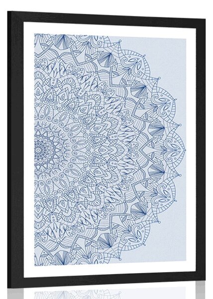 Plakat s paspartuom detaljna Mandala u plavoj boji