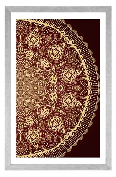 Plakat s paspartuom ukrasna Mandala s čipkom u bordo boji