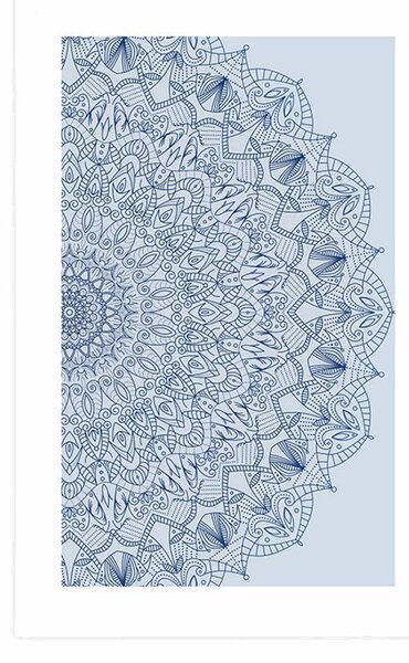 Plakat s paspartuom detaljna Mandala u plavoj boji