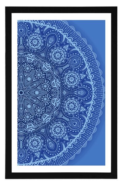 Plakat s paspartuom ukrasna Mandala s čipkom u plavoj boji