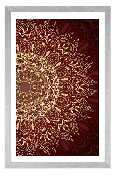 Plakat s paspartuom zlatna Mandala na bordo pozadini