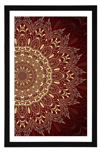 Plakat s paspartuom zlatna Mandala na bordo pozadini
