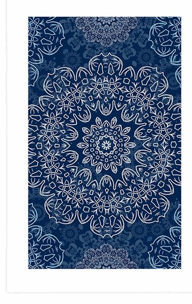 Plakat s paspartuom plava Mandala s apstraktnim uzorkom
