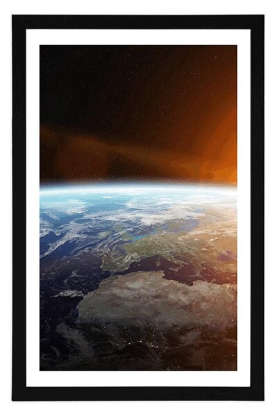 Plakat s paspartuom pogled na planet iz svemira