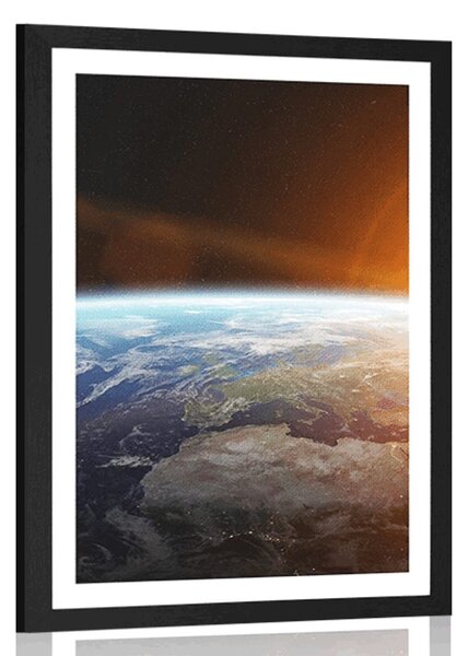 Plakat s paspartuom pogled na planet iz svemira