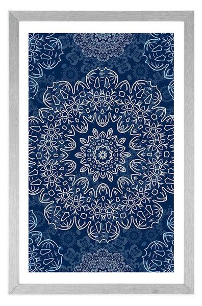 Plakat s paspartuom plava Mandala s apstraktnim uzorkom