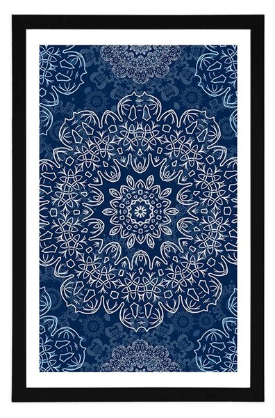 Plakat s paspartuom plava Mandala s apstraktnim uzorkom