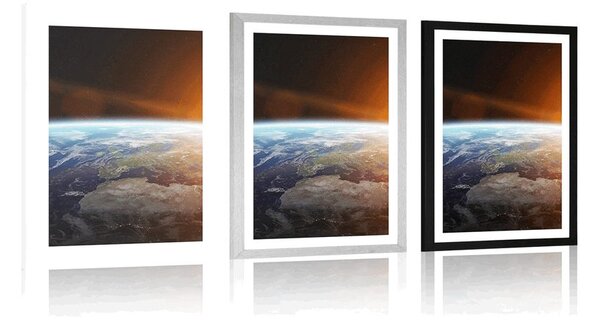 Plakat s paspartuom pogled na planet iz svemira