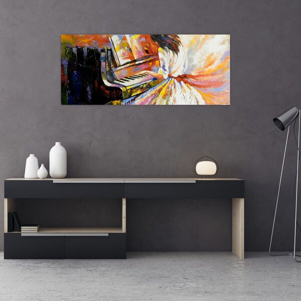 Slika - Ženska igra klavir (120x50 cm)