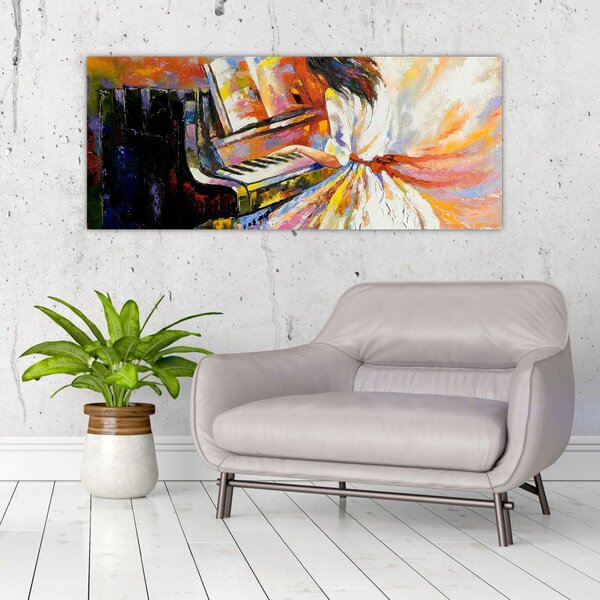 Slika - Ženska igra klavir (120x50 cm)
