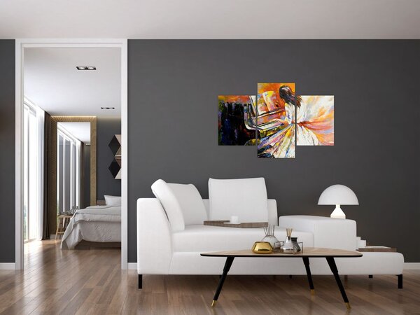 Slika - Ženska igra klavir (90x60 cm)