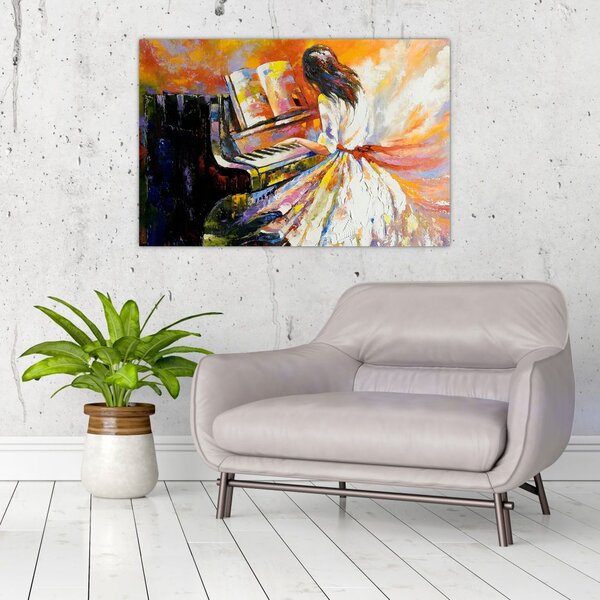 Slika - Ženska igra klavir (90x60 cm)
